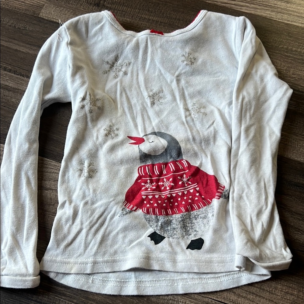 Carter's White and Red Long Sleeve Tee with Festive Design